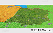 Satellite Panoramic Map of Tahe, political outside