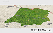 Satellite Panoramic Map of Tahe, shaded relief outside