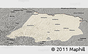 Shaded Relief Panoramic Map of Tahe, darken, semi-desaturated