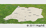 Shaded Relief Panoramic Map of Tahe, satellite outside