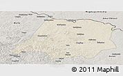 Shaded Relief Panoramic Map of Tahe, semi-desaturated