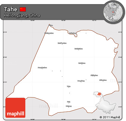 Classic Style Simple Map of Tahe, cropped outside