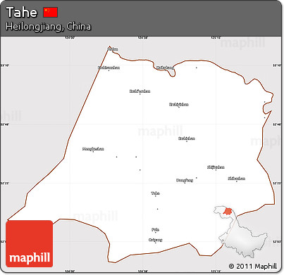Classic Style Simple Map of Tahe, cropped outside