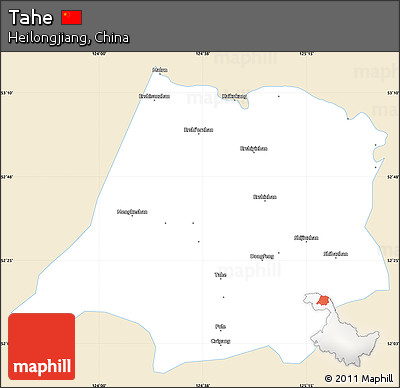 Classic Style Simple Map of Tahe, single color outside