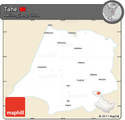 Classic Style Simple Map of Tahe, single color outside