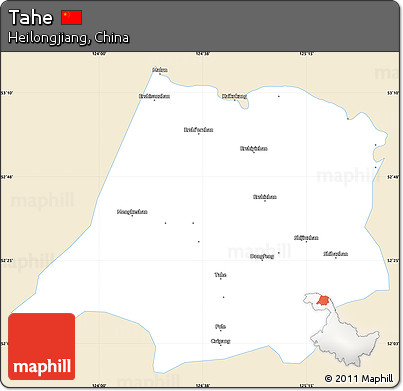 Classic Style Simple Map of Tahe, single color outside