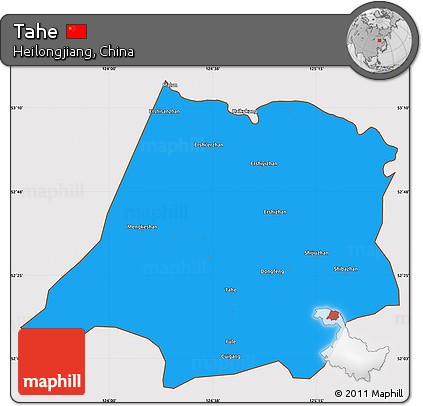Political Simple Map of Tahe, cropped outside