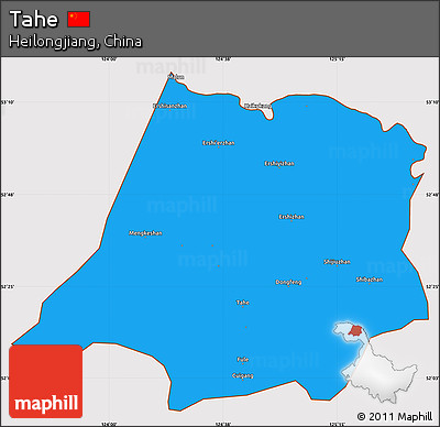 Political Simple Map of Tahe, cropped outside