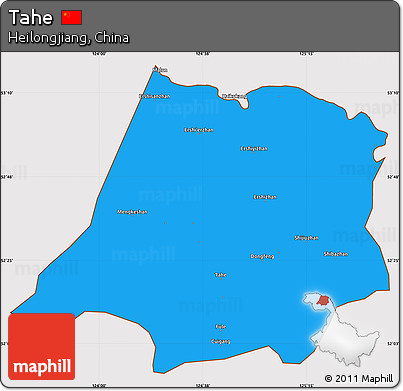 Political Simple Map of Tahe, cropped outside