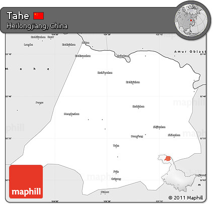 Silver Style Simple Map of Tahe