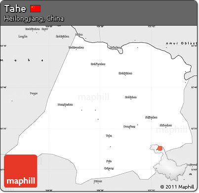 Silver Style Simple Map of Tahe