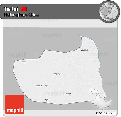 Gray 3D Map of Tailai, single color outside