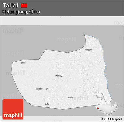 Gray 3D Map of Tailai, single color outside