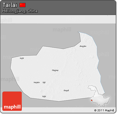 Gray 3D Map of Tailai, single color outside