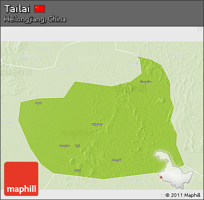 Physical 3D Map of Tailai, lighten