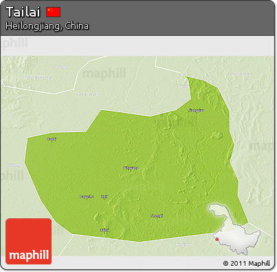 Physical 3D Map of Tailai, lighten