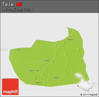 Physical 3D Map of Tailai, single color outside