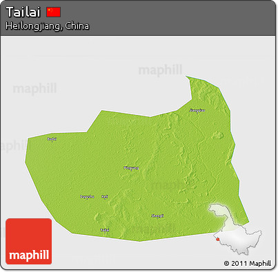 Physical 3D Map of Tailai, single color outside