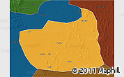 Political 3D Map of Tailai, darken
