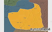 Political 3D Map of Tailai, darken, semi-desaturated