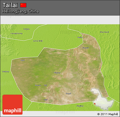 Satellite 3D Map of Tailai, physical outside