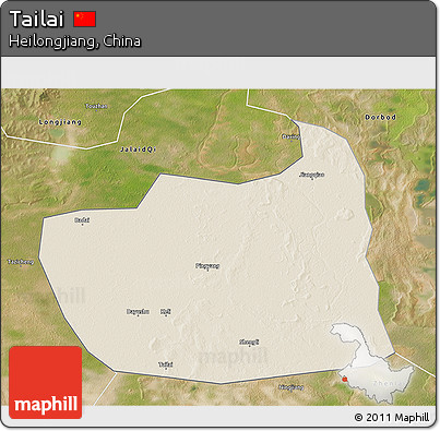 Shaded Relief 3D Map of Tailai, satellite outside