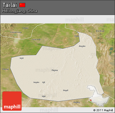 Shaded Relief 3D Map of Tailai, satellite outside