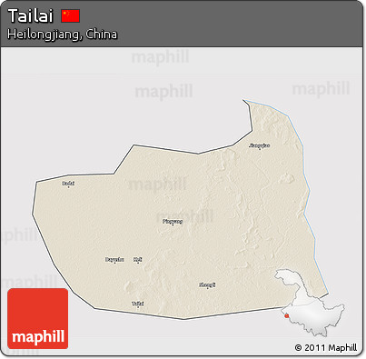 Shaded Relief 3D Map of Tailai, single color outside