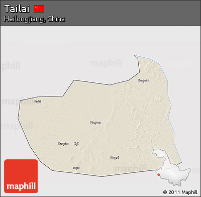 Shaded Relief 3D Map of Tailai, single color outside