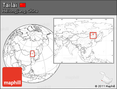 Blank Location Map of Tailai, within the entire country