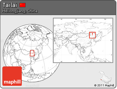 Blank Location Map of Tailai, within the entire country