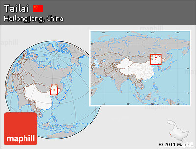 Gray Location Map of Tailai, highlighted country, within the entire country