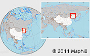 Gray Location Map of Tailai, highlighted country, within the entire country