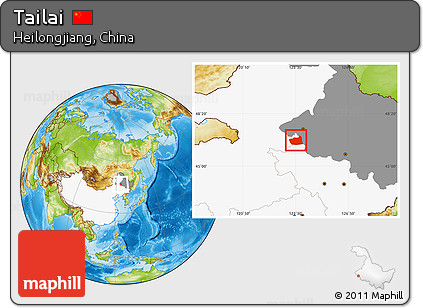 Physical Location Map of Tailai, highlighted country, highlighted parent region