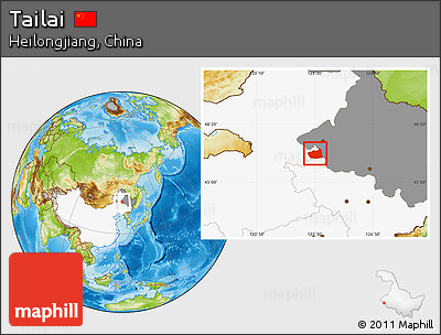 Physical Location Map of Tailai, highlighted country, highlighted parent region