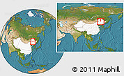 Satellite Location Map of Tailai, highlighted country, within the entire country