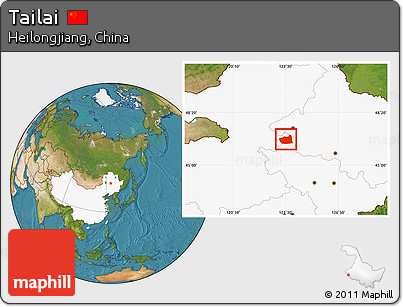 Satellite Location Map of Tailai, highlighted country