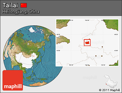Satellite Location Map of Tailai, highlighted country