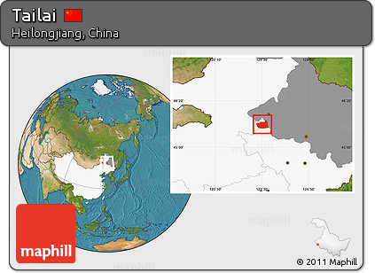 Satellite Location Map of Tailai, highlighted country, highlighted parent region