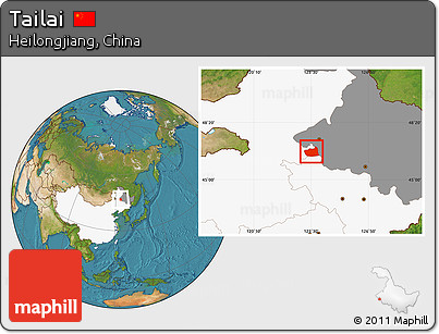 Satellite Location Map of Tailai, highlighted country, highlighted parent region