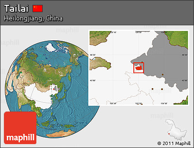 Satellite Location Map of Tailai, highlighted country, highlighted parent region