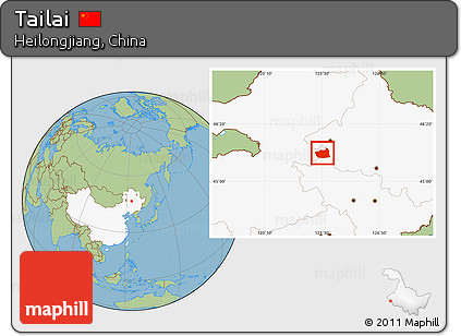 Savanna Style Location Map of Tailai, highlighted country