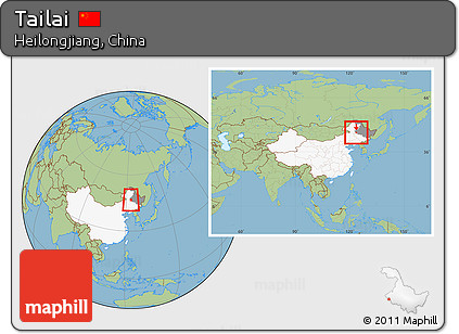 Savanna Style Location Map of Tailai, highlighted country, highlighted parent region, within the entire country