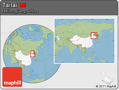 Savanna Style Location Map of Tailai, highlighted country, highlighted parent region, within the entire country