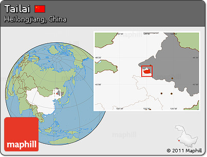 Savanna Style Location Map of Tailai, highlighted country, highlighted parent region