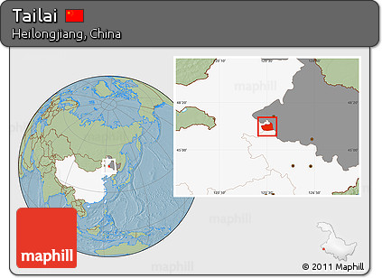 Savanna Style Location Map of Tailai, highlighted country, highlighted parent region, hill shading