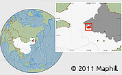 Savanna Style Location Map of Tailai, highlighted country, highlighted parent region, hill shading