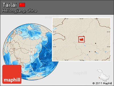Shaded Relief Location Map of Tailai