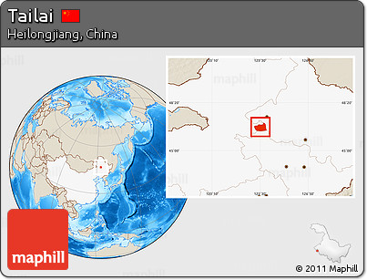 Shaded Relief Location Map of Tailai, highlighted country