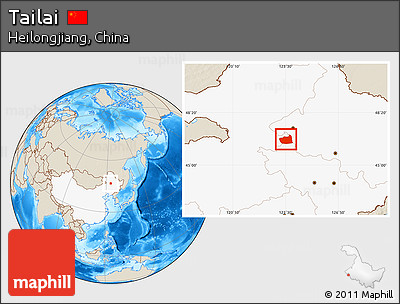 Shaded Relief Location Map of Tailai, highlighted country